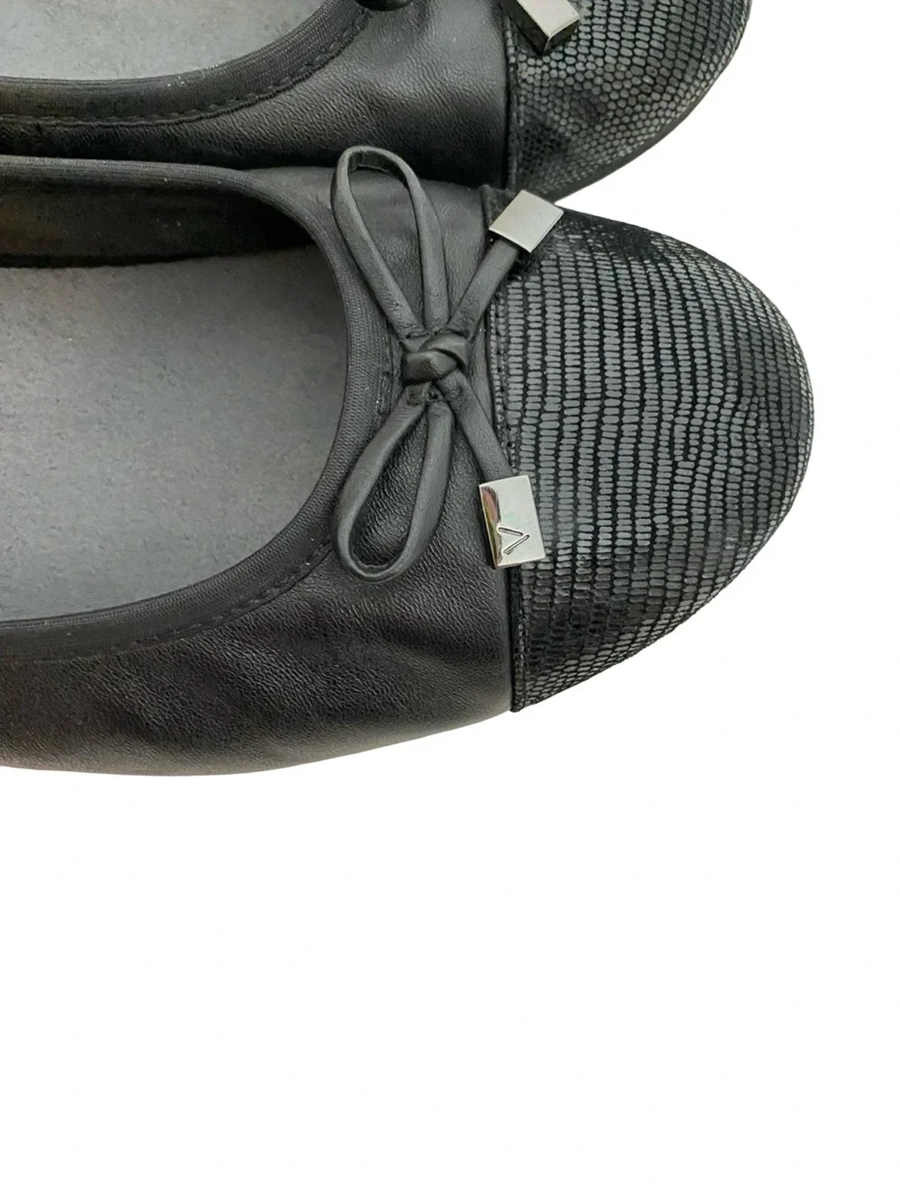 Vionic Minna Ballet Flats Shoes Womens Size 10 Black Bow Toe Cap Slides
